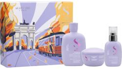 ALFAPARF Milano Semi di Lino Smooth Holiday Kit ajándékszett a rakoncátlan és töredezett hajra 3 db
