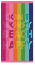 Welora Pamut strandtörölköző Don't Worry Beach Happy 75x150cm, többszínű csíkokkal (JM1192402)