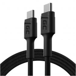 Green Cell Greencell töltő adatkábel, USB-C - USB-C, Quick Charge 3.0, Power Delivery PD 2.0 max 60W, hossz 120cm, fekete