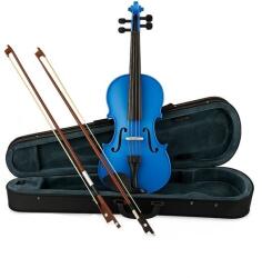  Klasszikus hegedű készlet és kiegészítő 1/8-os vonó, DEPOX®, 4/4-es méret, fa, kék, szövettok
