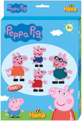 Hama Peppa Pig - 2000 margele de calcat Hama midi si o planseta in cutie cu agatator (Ha7965)