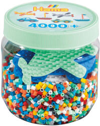 Hama Set de 4000 margele de calcat Hama midi si 3 plansete in borcan (Ha2053)