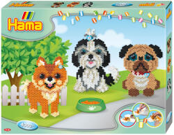 Hama Catelusi, margele de calcat Hama midi, 4000 margele si 3 plansete in cutie de cadou (Ha3156)