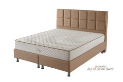 INFINIZA Szállodai Springbox Ágy és Matrac szett - Kárpitozott Beige Boxspring 180x200 cm - pepita