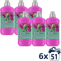 Coccolino Snapdragon & Patchouli öblítőkoncentrátum 6x1275 ml (306 mosás) + AJÁNDÉK szárítókendő