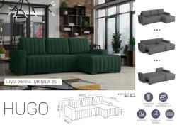 Mindigbútor HUGO ággyá alakítható, ágyneműtartós, hullámrugós sarok kanapé Manila 35 színben - sprintbutor