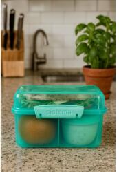 Sistema Lunch Cube Max osztott uzsonnásdoboz joghurtos tárolóedénnyel és dupla tetővel, 2 l, menta