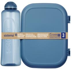 Sistema Ocean Bound Uzsonnásdoboz Szett - Ribbon Ebéd 1.1 l Uzsonnásdoboz és Swift 480 ml Kulacs, Kék