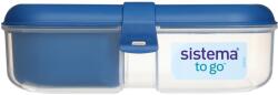 Sistema To Go szalaggal ellátott, elosztott nassolnivaló doboz 1, 1 l-es joghurtos tartállyal, kék