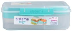 Sistema Divided To Go Bento Uzsonnásdoboz Joghurtos Tárolóval és 2 Tálcával 1, 65 L, Menta