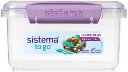 Sistema To Go Lunch Plus 1, 2 l-es uzsonnásdoboz evőeszközzel, lila