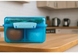Sistema Lunch Cube Max osztott uzsonnásdoboz joghurtos tárolóedénnyel és dupla tetővel, 2 l, kék