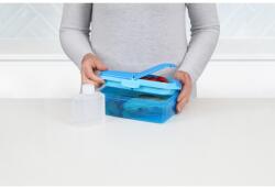 Sistema Lunch Quaddie 1, 5 l-es osztott uzsonnásdoboz 3 zsanéros rekesszel a fedélben és egy ivópalackkal, kék