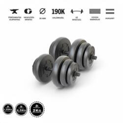 GazoFitness GazoFitness® Kézi Súlyzó 2 x 19Kg(Össz: 38Kg)Menetes súlyzórúddal fekete