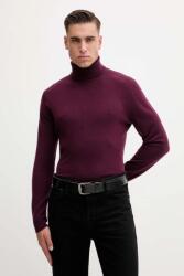 Benetton gyapjú pulóver könnyű, barna, garbónyakú, 1002U2180 - burgundia M