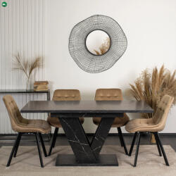 Mebel Elite Fekete Márványhatású Bővíthető Étkezőasztal. CLARK 120-160 cm
