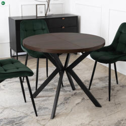 Mebel Elite Bővíthető Étkezőasztal Dió/Fekete Színben. LUGO 90-190 cm