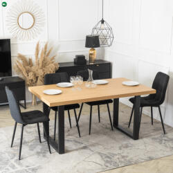 Mebel Elite Bővíthető Étkezőasztal Aranytölgy/Fekete Színben. EDWIN 160-260 cm