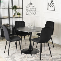 Mebel Elite Fekete Márványhatású Kerek Étkezőasztal. SANDER 90 cm