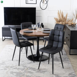 Mebel Elite Kerek Étkezőasztal Rusztikus Tölgy/Fekete Színben. LINO 100 cm