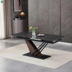 Mebel Elite Fekete Márvány/Dió Színű Bővíthető Étkezőasztal. REX 2 180-240 cm