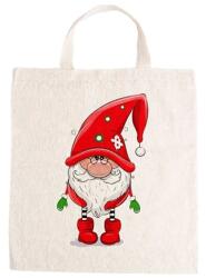 WONDEX Vászontáska grafikai 27x31x0, 3cm natúr, rövidfülű, Manó piros