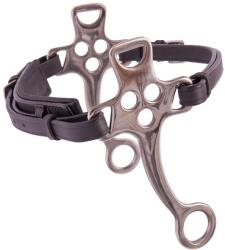 BR Kétpontos bőr orrkosárral ellátott hackamore ló számára, rövid rozsdamentes acél 152 MM barna