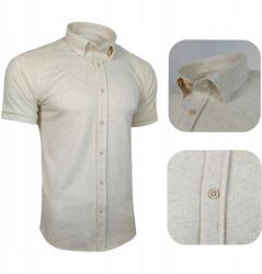 Férfi rövid ujjú pamut lenvászon ing Kötött bézs méret XL