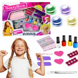  Körömformázó készlet lányoknak, lakkok, matricák, Műköröm, csillámpor