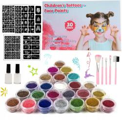 BestHurt Arcfestékek Mosható tetoválások Gyerekeknek Sablonok Szett XXXL (Farby do malowania twarzy tatuaże zmywalne)