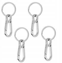  Fém kulcstartó, 4db, karabinerrel, kulcskarikával, ezüst színben (Brelok Metalowy 4szt do kluczy karabińczyk)