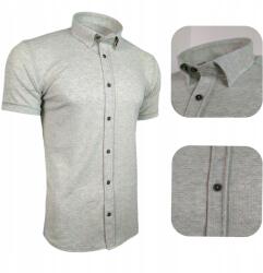  Férfi rövid ujjú pamut lenvászon ing Kötött zöld méret L