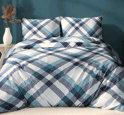  Flanel 3 részes ágynemű huzat szett - 140x200 cm / kék - szürke kockás