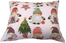  Karácsonyi pamut kispárna huzat -40x50 cm / piros - zöld sapkás manó