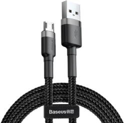 Baseus Cablu de date Baseus Cafule Series Metal (CAMKLF-BG1) - USB to Micro-USB, 2.4A, Quick Charge, Nylon Braid, Velcro, 1m - Black