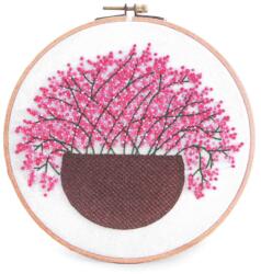 Fashion Hímző készlet előrenyomtatott mintával és fonallal, 940151-1, piros virágok cserépben