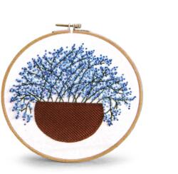 Fashion Hímző készlet előrenyomtatott mintával és fonallal, 940151-7, kék virágokkal