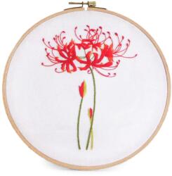 Fashion Hímző készlet előrenyomtatott mintával és fonallal, 940151-2, piros szálas virág