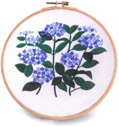 Fashion Hímző készlet előrenyomtatott mintával és fonallal, 940151-9, kékes virágok