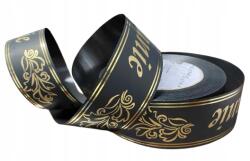  Temetkezési Kendő Szalag temetési szalag fekete csíkos 4cm 50y fekete/arany (Szarfa)