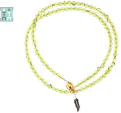  Colier din Olivina Rotund 3-3, 9 mm - Accesorii de Argint 925 - GF