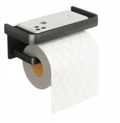 EdiBazzar Wc papírtartó polccal, Fekete Loft acél, csavaros fürdőszobai Toalett (Uchwyt WC z półką na papier Czarny Loft)