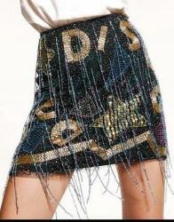 Nasty Gal Fekete Mini Szoknya Dekoratív Gyöngyök Flitteres Minta Illeszkedő Nasty Gal 36