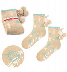 Marilyn Karácsonyi Női Meleg Abs Zokni Pomponokkal B31 Marilyn Beige (ŚWIĄTECZNE SKARPETKI DAMSKIE Ciepłe)