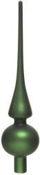  Üveg matt csúcsdísz sötétzöld színben, 6x26 cm