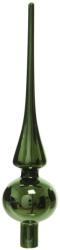  Üveg csúcsdísz sötétzöld színben, 6x26 cm