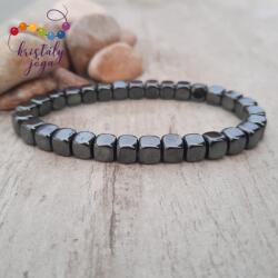 Kristály Jóga Shop Hematit 6 mm-es gömbölyített kocka ásvány karkötő