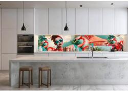  Wallplex PLUS+ falburkoló hőálló konyhapanel Pink Flamingo, vízálló falburkolat konyhába 60x300 cm