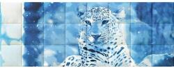 Kerma Design Leopard kék állatos design dekor nyomtatott műbőr falvédő (200x75 cm), ágy mögé falburkolat