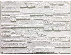 M-Flex PVC falburkolat hasított kő dekor panel-14, fehér színben, vízálló beltéri